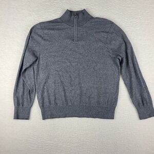 Bonobos Sweater Mens XL Gray Blue Striped Slim Fit Quarter Zip‎ Sweatshirt